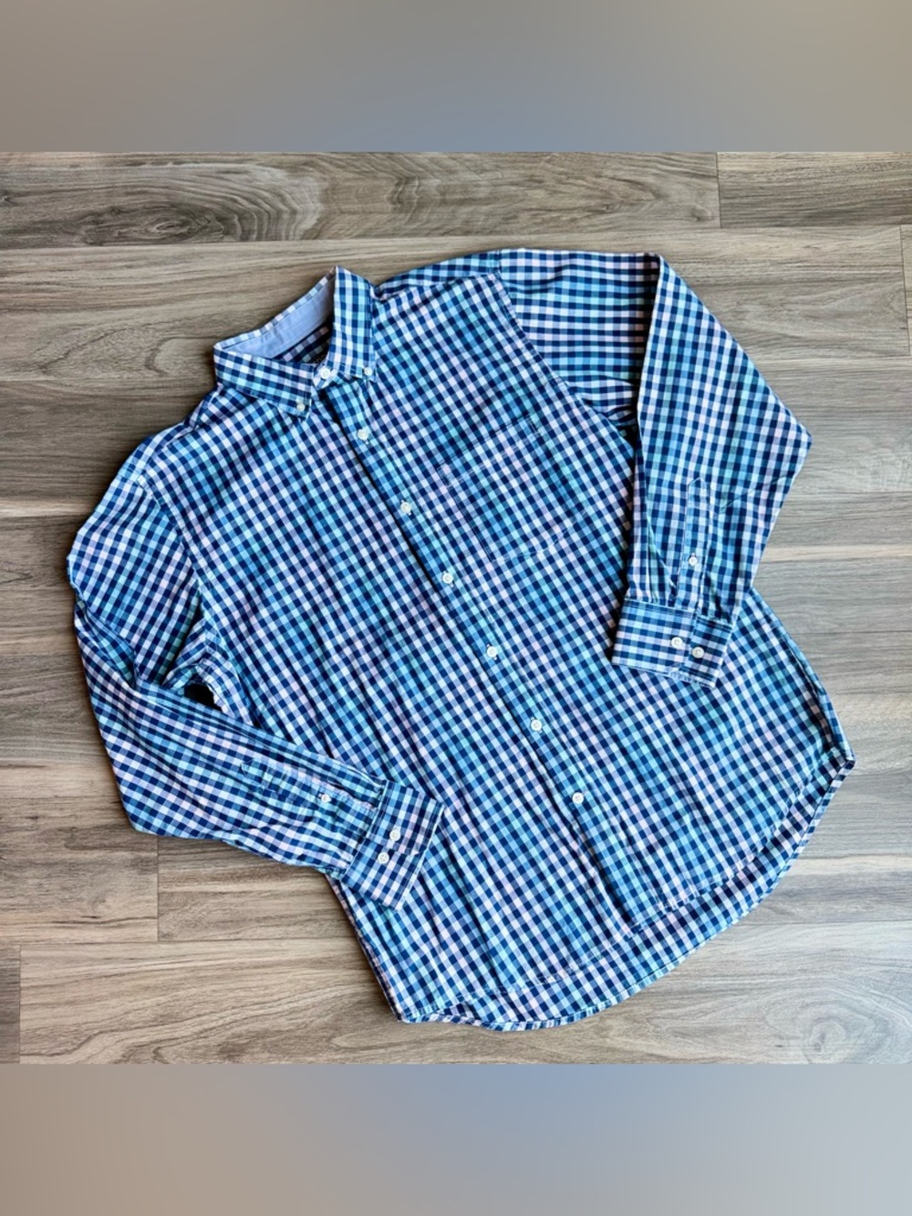 IZOD‎ XL Blue Check Button Down Shirt Long Sleeve Cotton